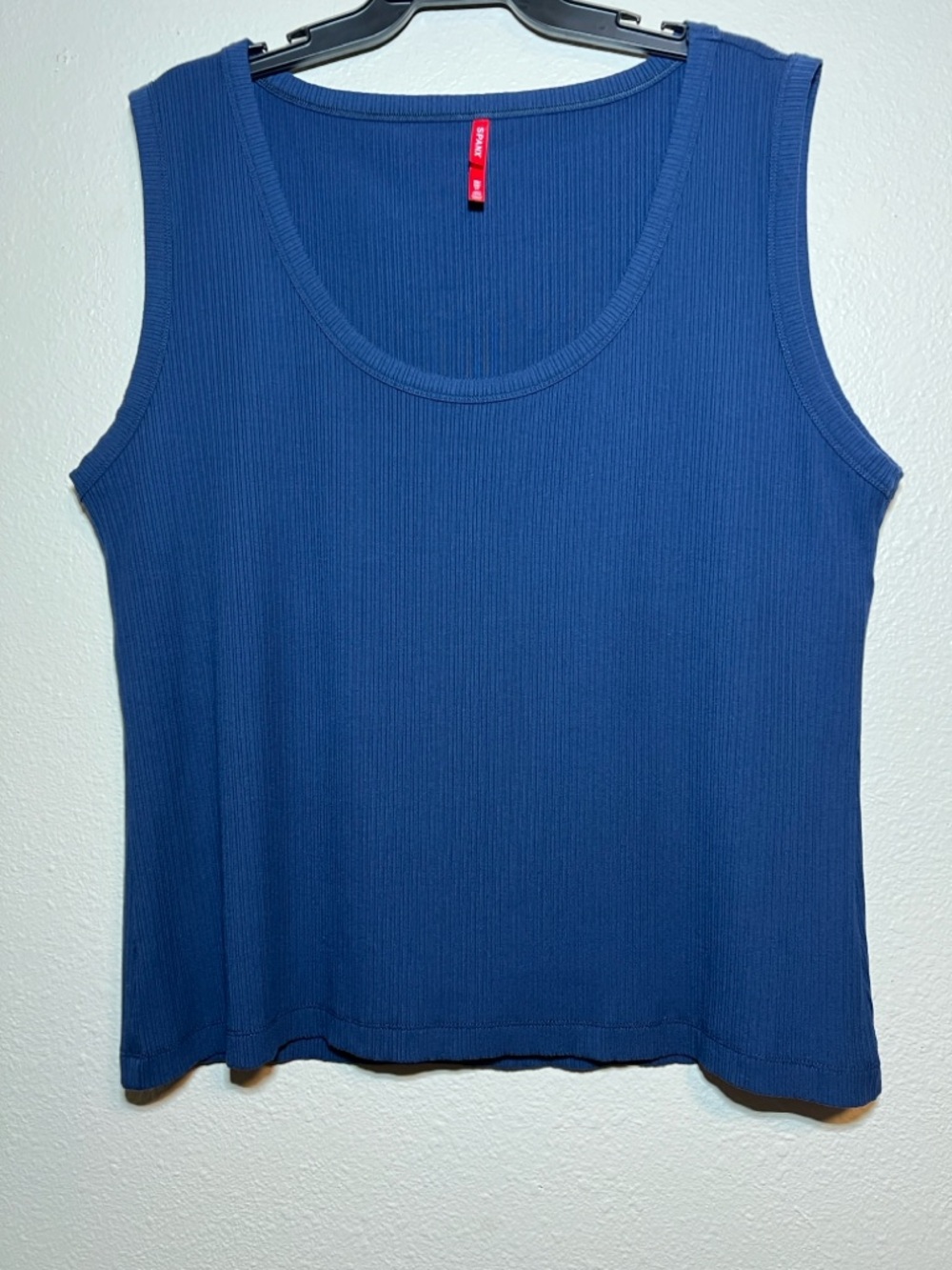 Spanx Scoop Neck Sleeveless Ribbed Stretch Basic Tank Top Blue Size 3X